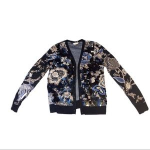 Tory Burch Agnes Embellished Floral Cardigan